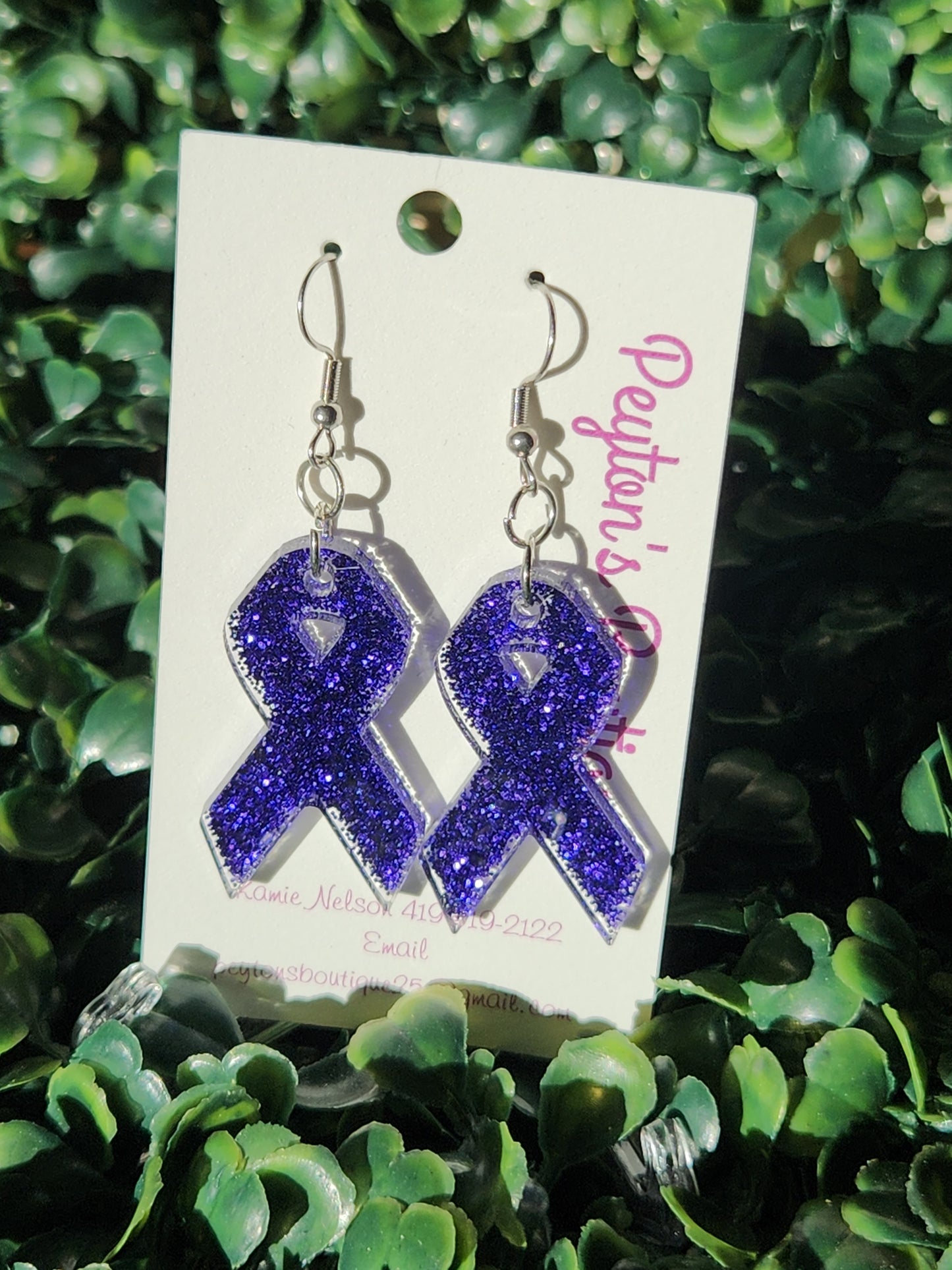 Acrylic Earrings Awareness Ribbon
