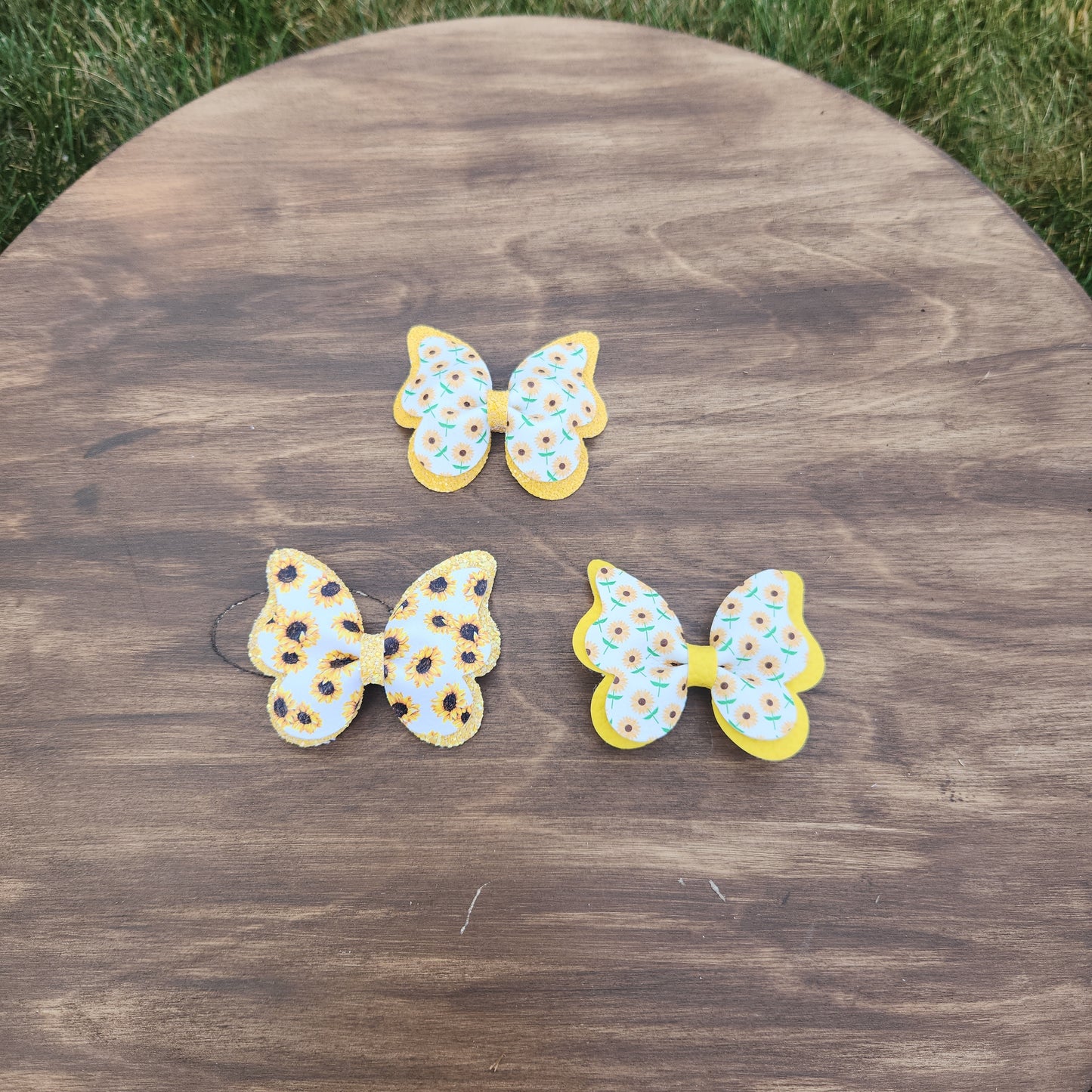 Faux Leather Butterfly Sunflower