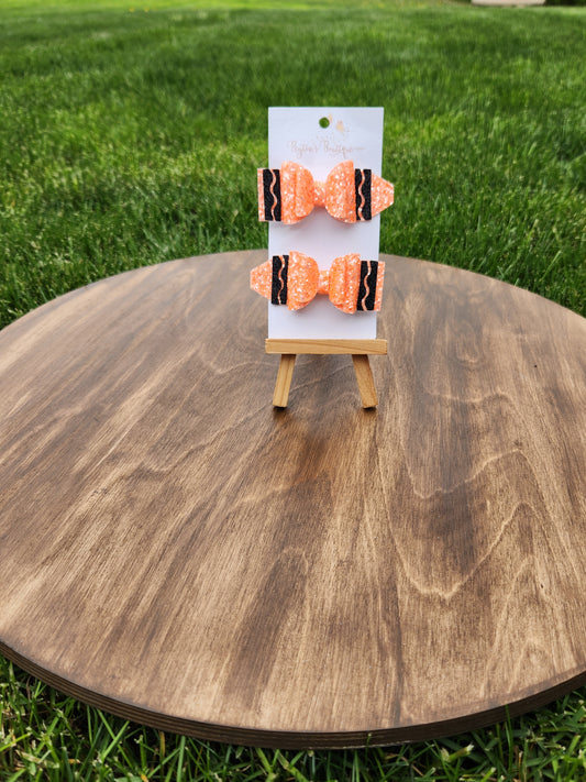 Orange 2.5" Crayon Bow Piggy Set