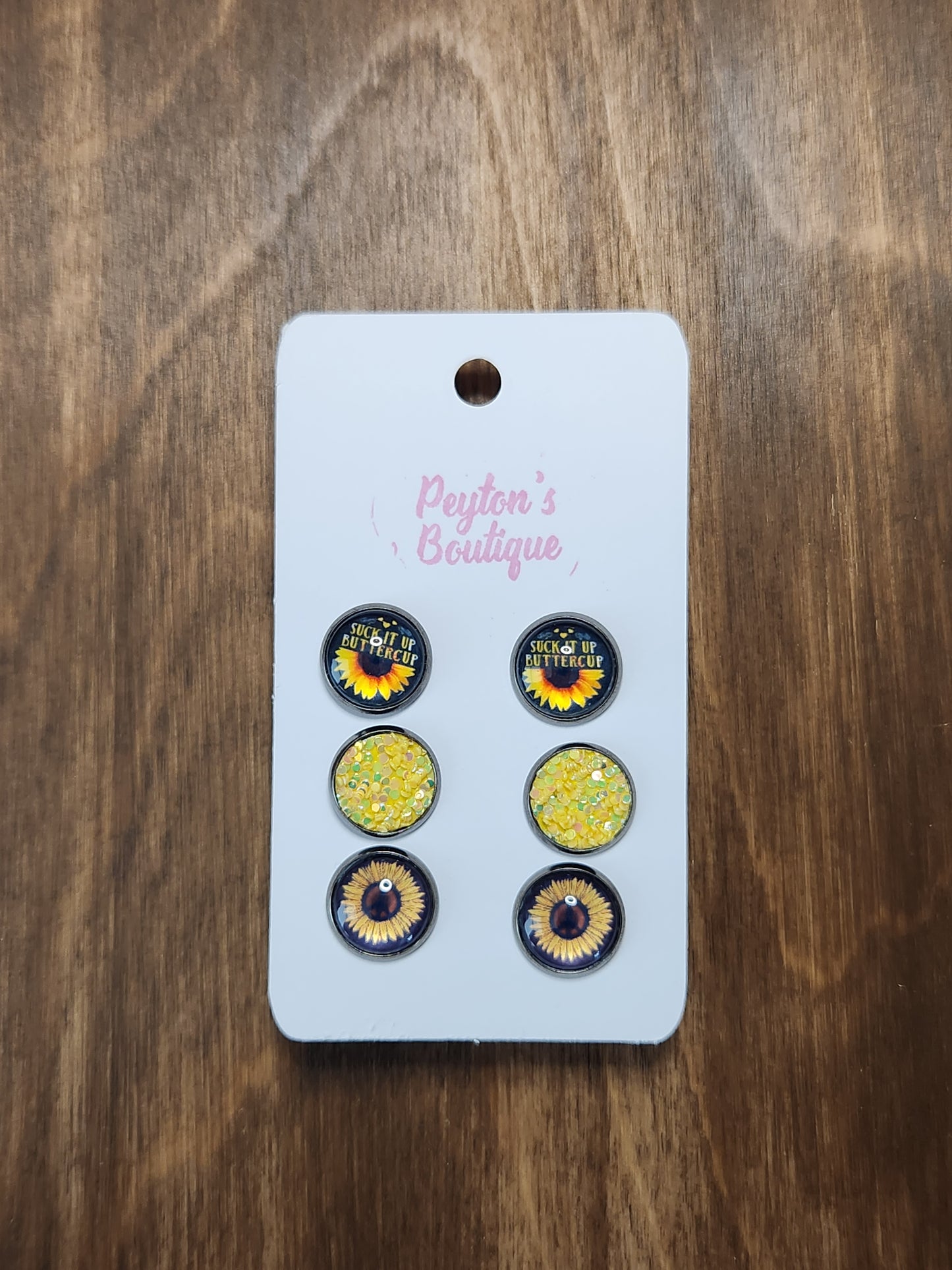 12mm Stud Earring Set Sunflowers