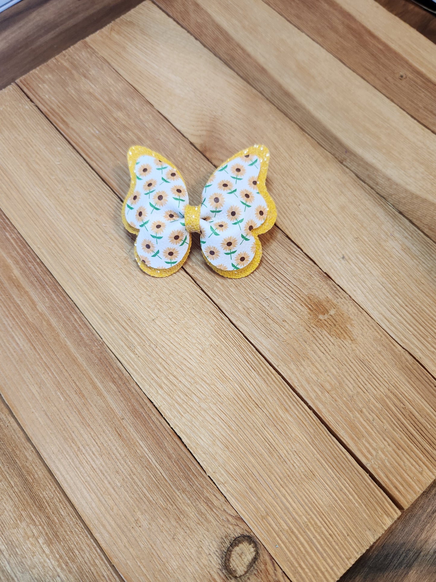 Faux Leather Butterfly Sunflower