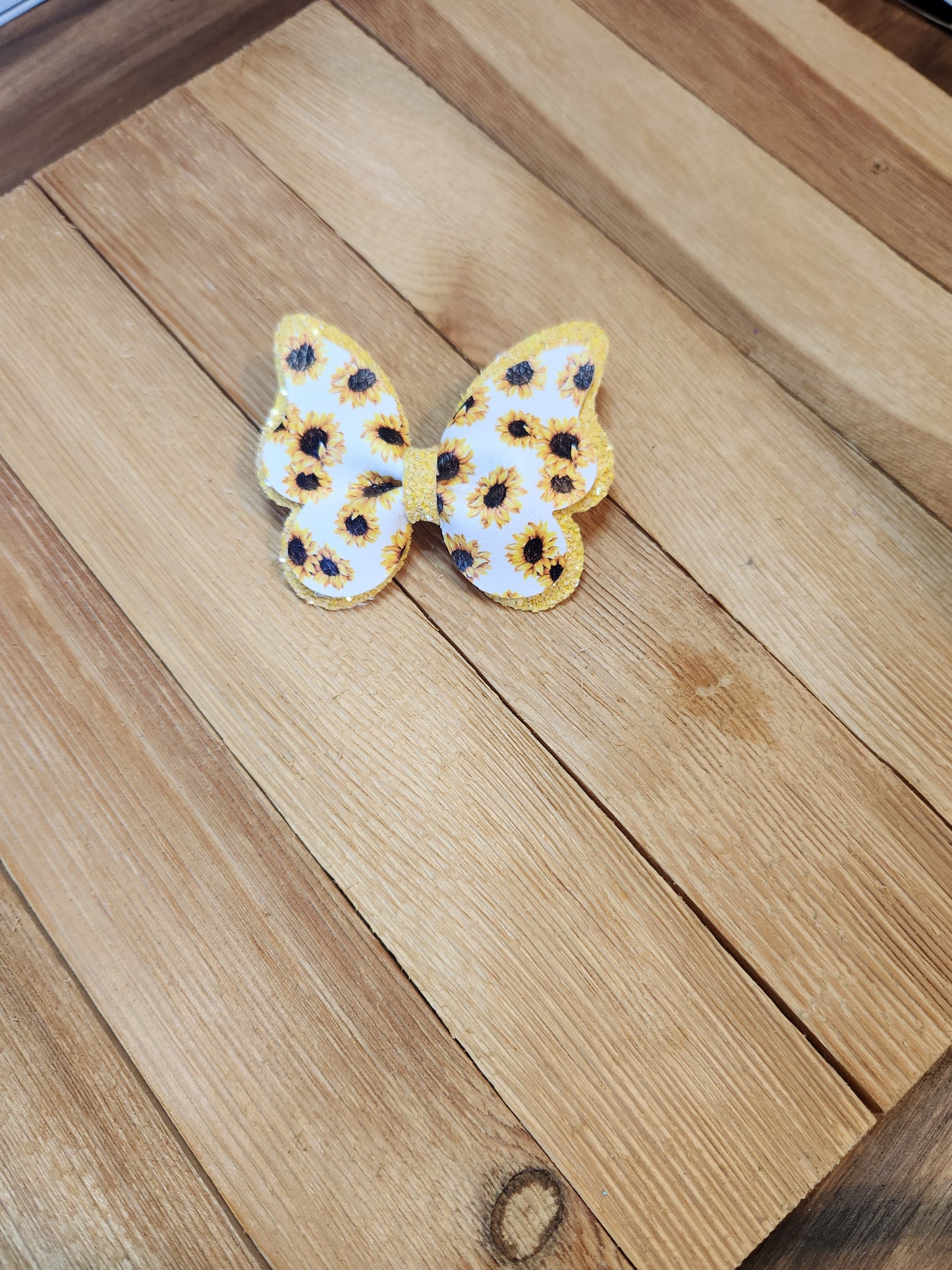 Faux Leather Butterfly Sunflower