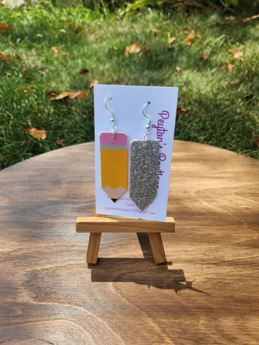 Faux Leather Pencil Earrings