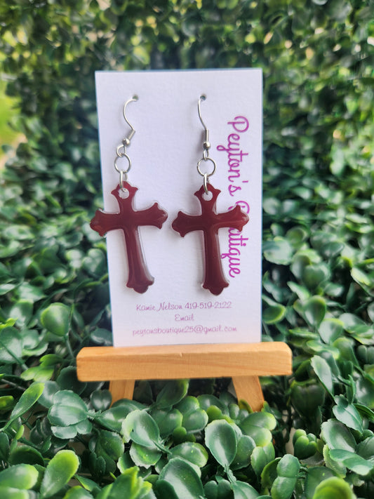Acrylic Earrings Cross
