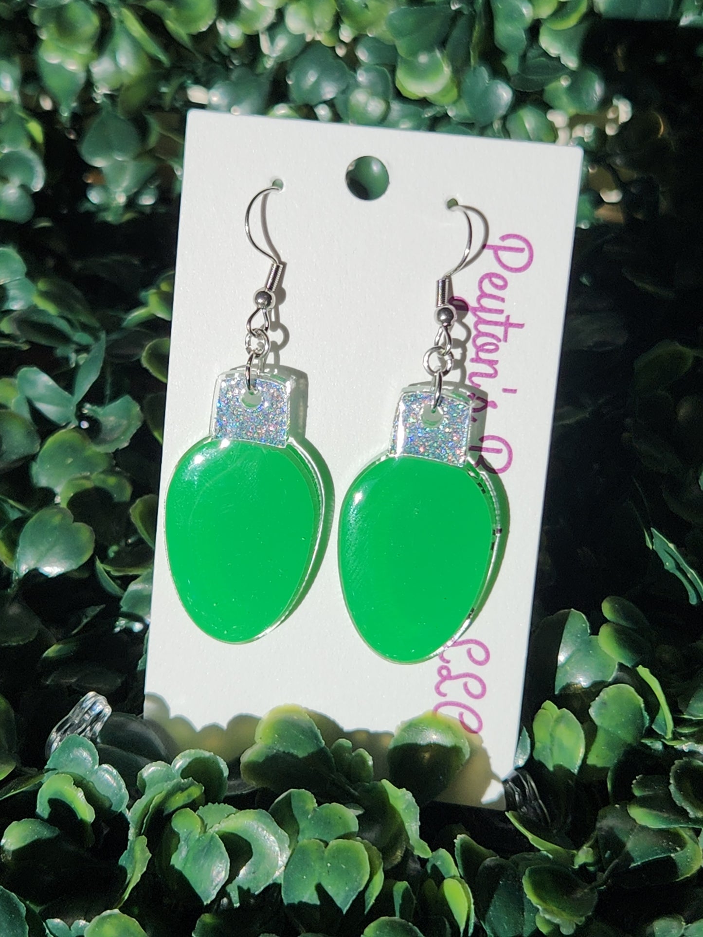 Acrylic Earrings Christmas lights