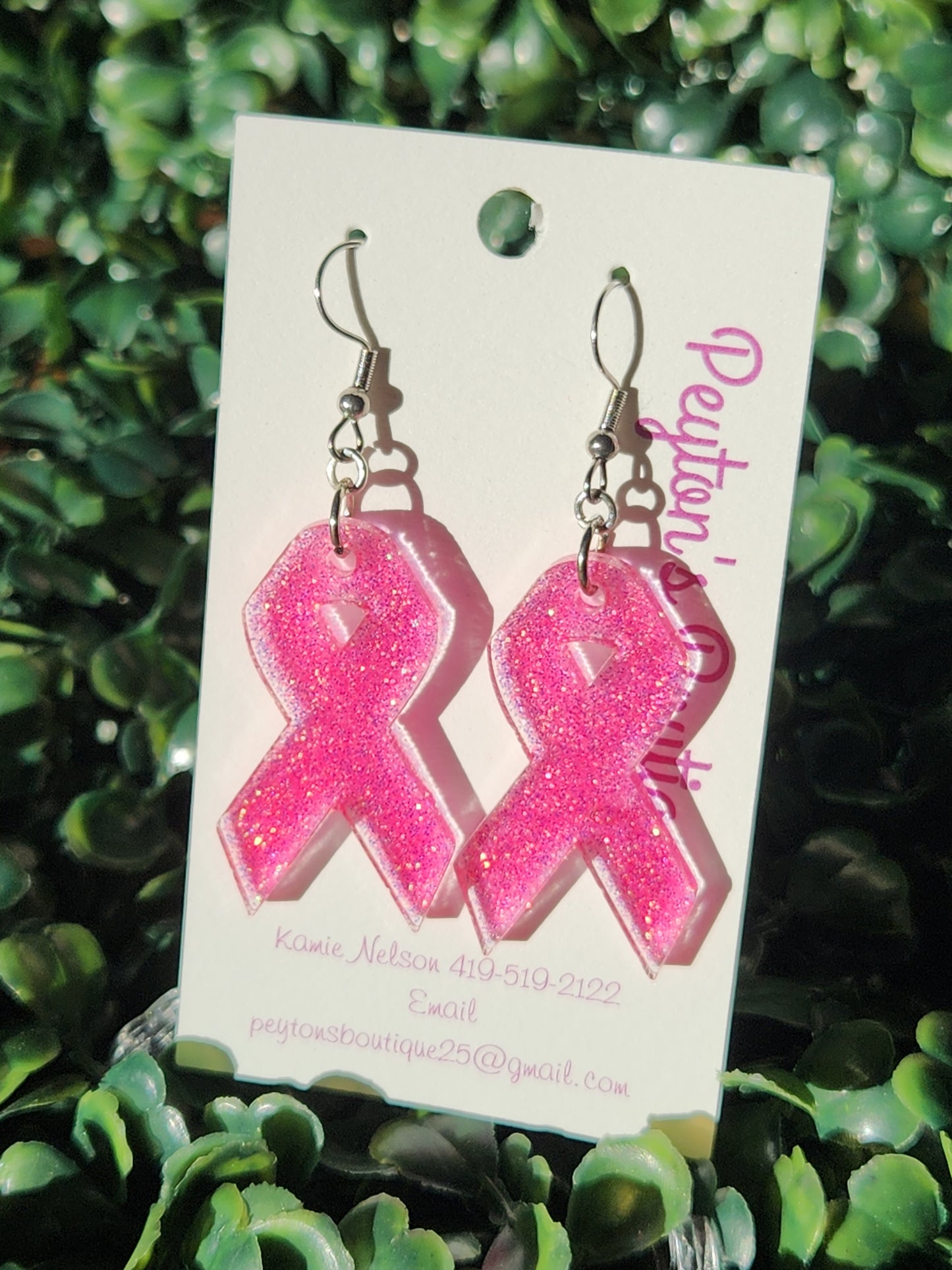 Acrylic Earrings Awareness Ribbon